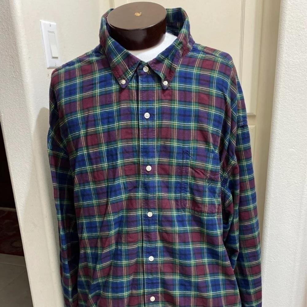 Men's Chaps by Ralph Lauren Shirt Cotton Oxford in Blue, Green Size 6XB/6TF